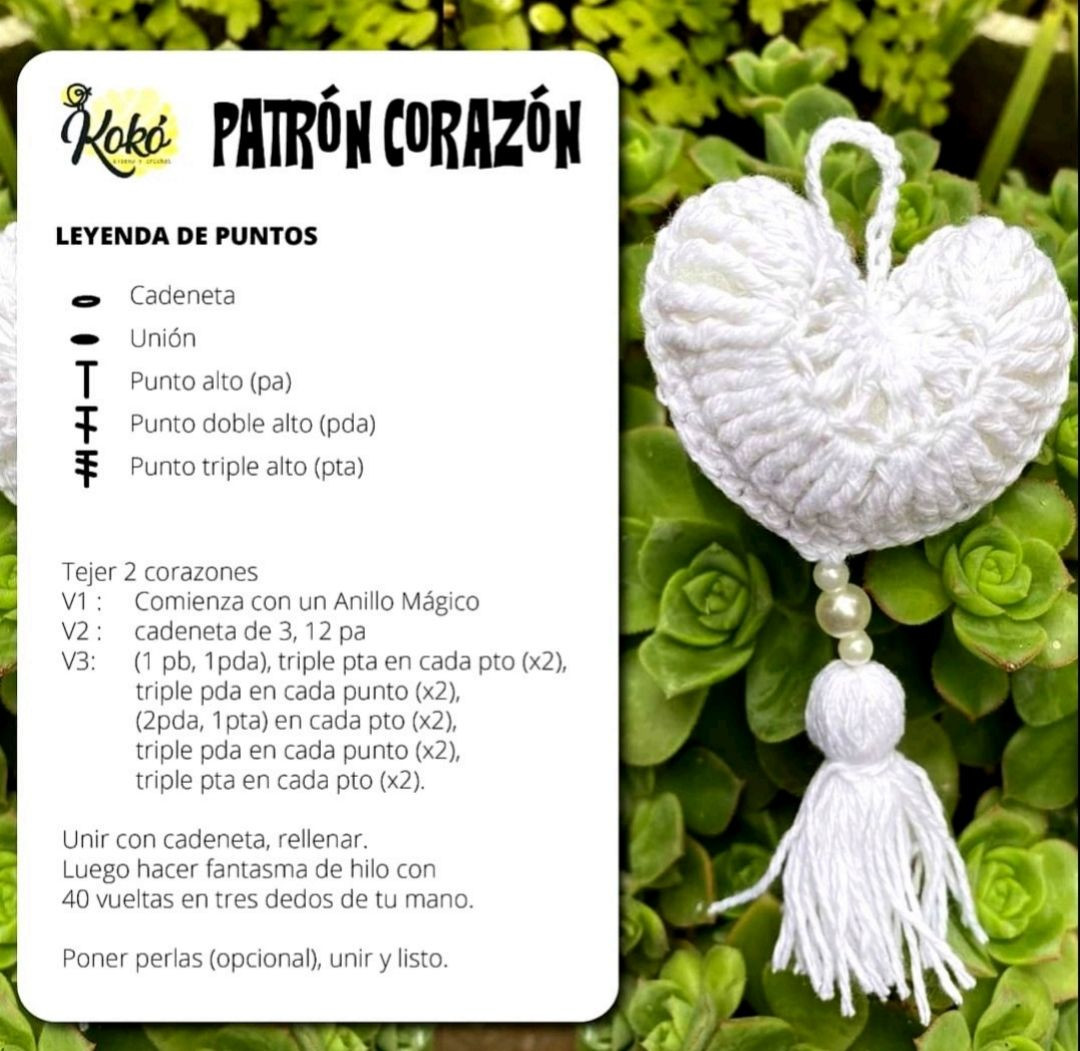 Patrón de llavero de corazón fácil y rápido de hacer