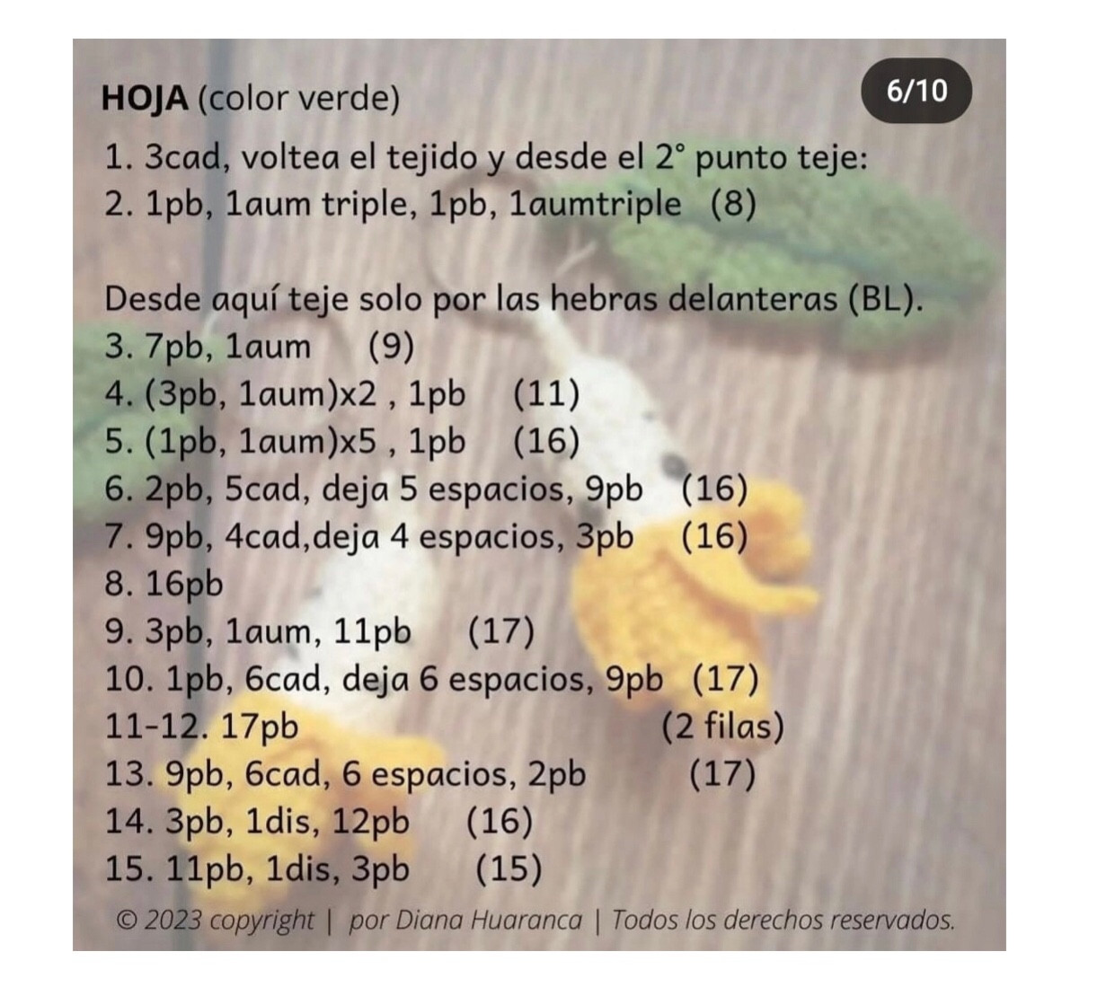 Patrón de llavero de plátano con hoja de ganchillo