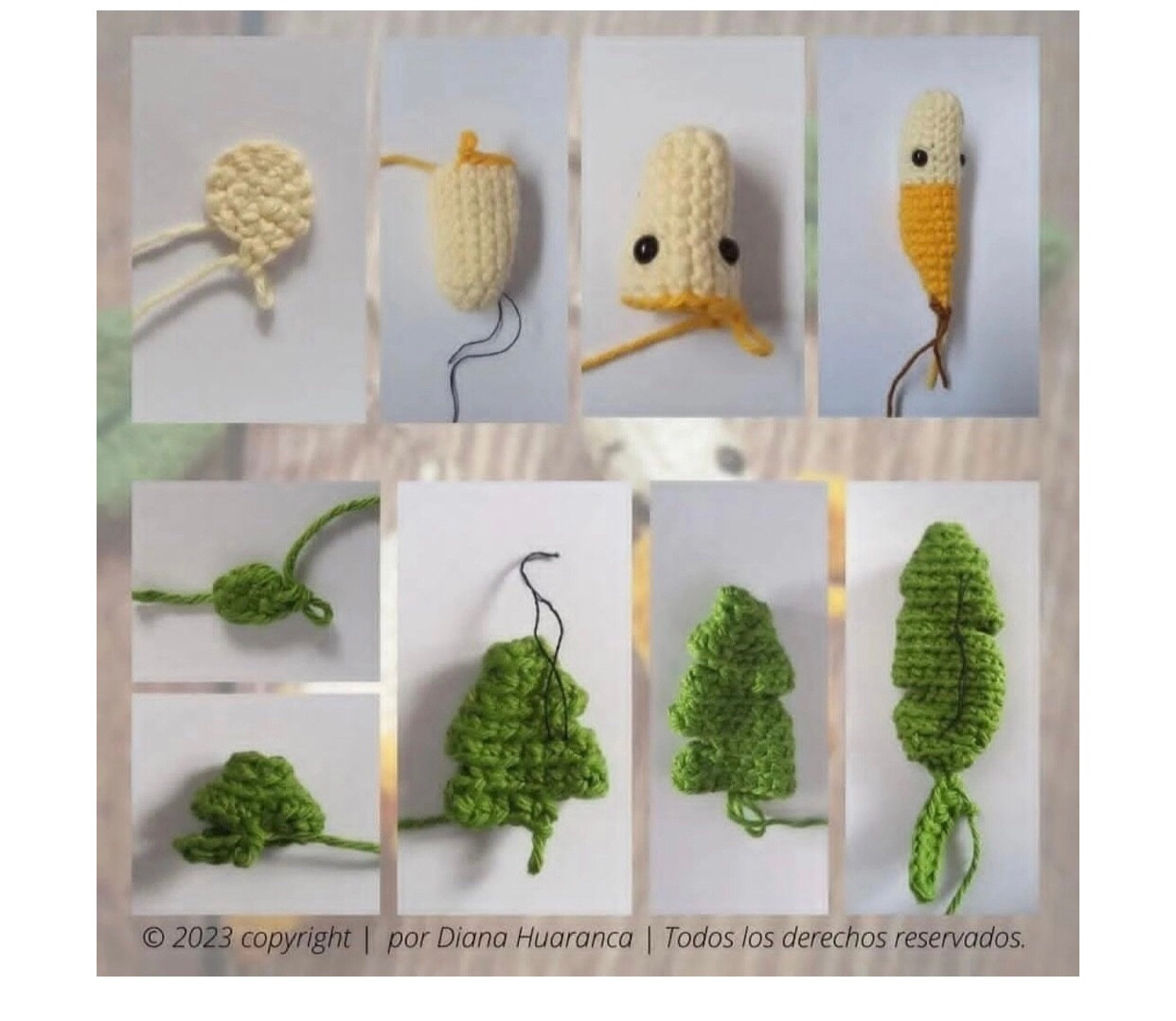 Patrón de llavero de plátano con hoja de ganchillo