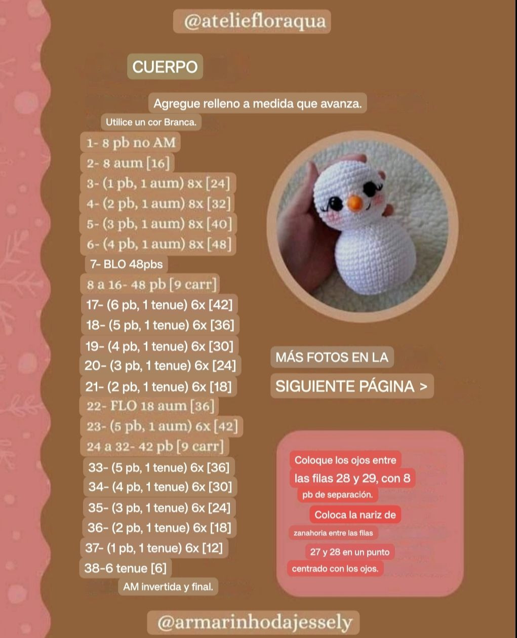 Patrón de muñeco de nieve de ganchillo para Navidad