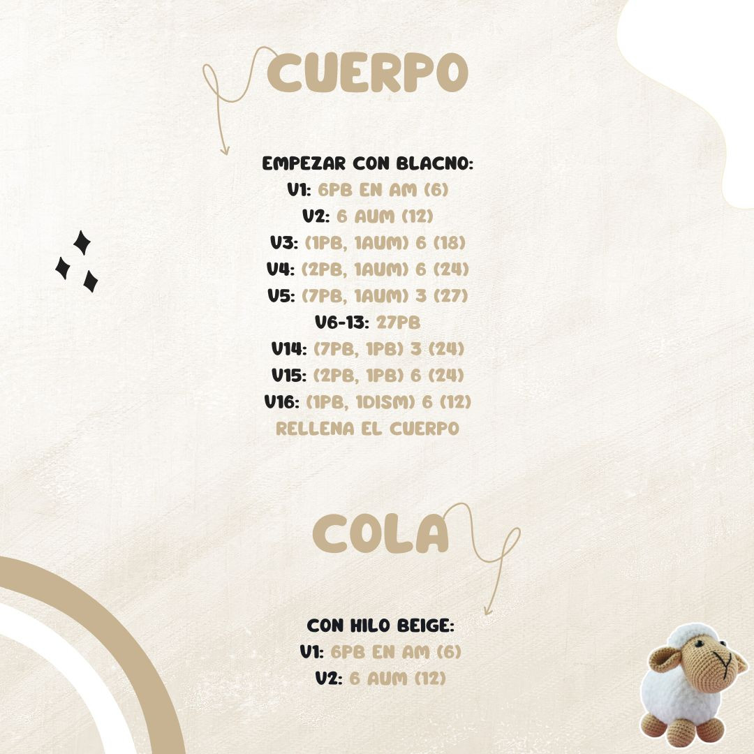 Patrón de oveja amigurumi gratis para principiantes