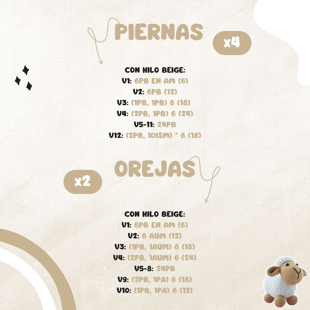 Patrón de oveja amigurumi gratis para principiantes