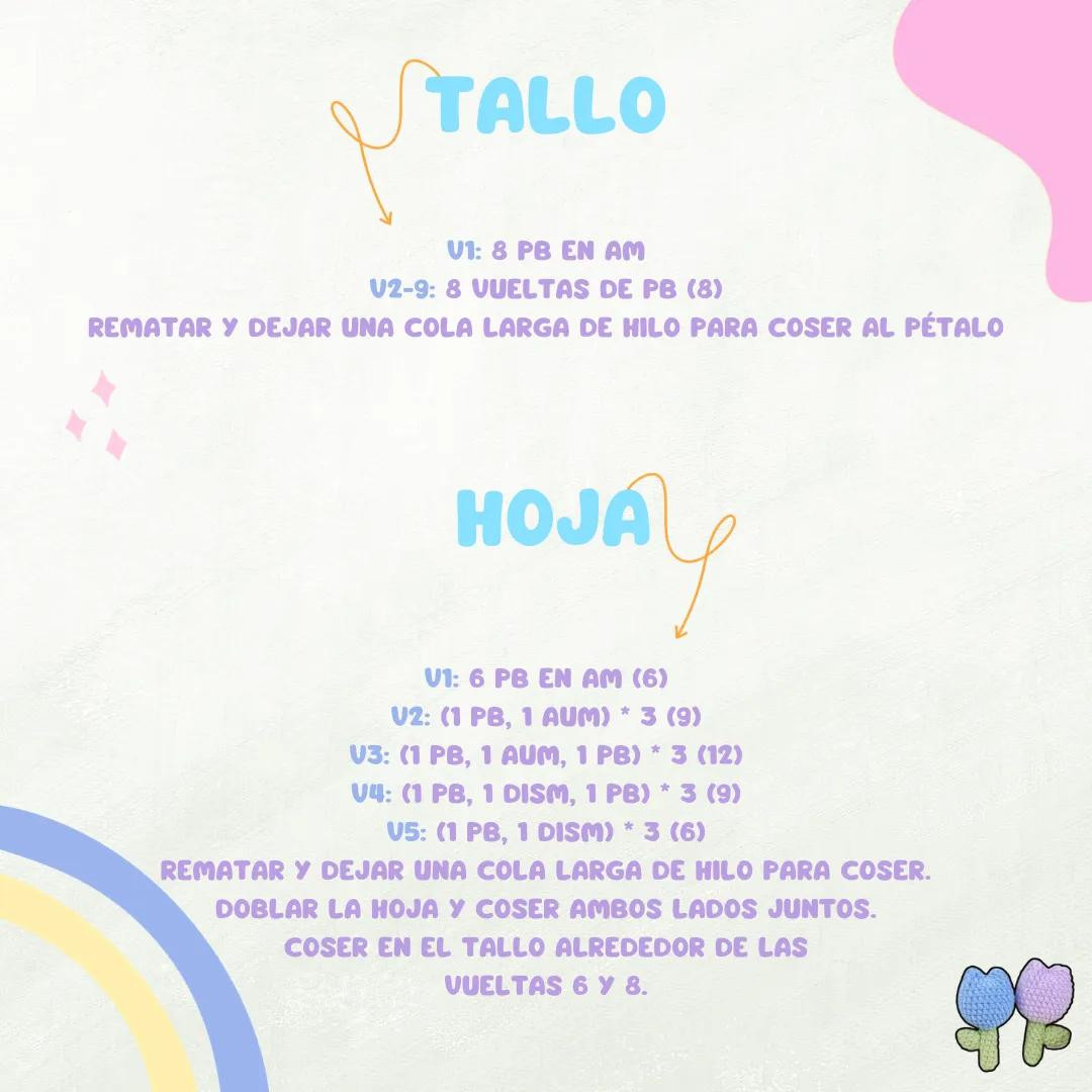 Patrón de Tulipanes Mini a Crochet Gratis