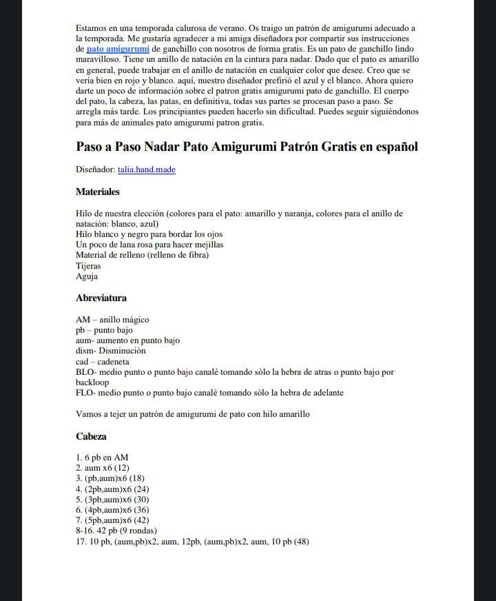 Patrón Gratis de Amigurumi Pato de Verano en la Playa