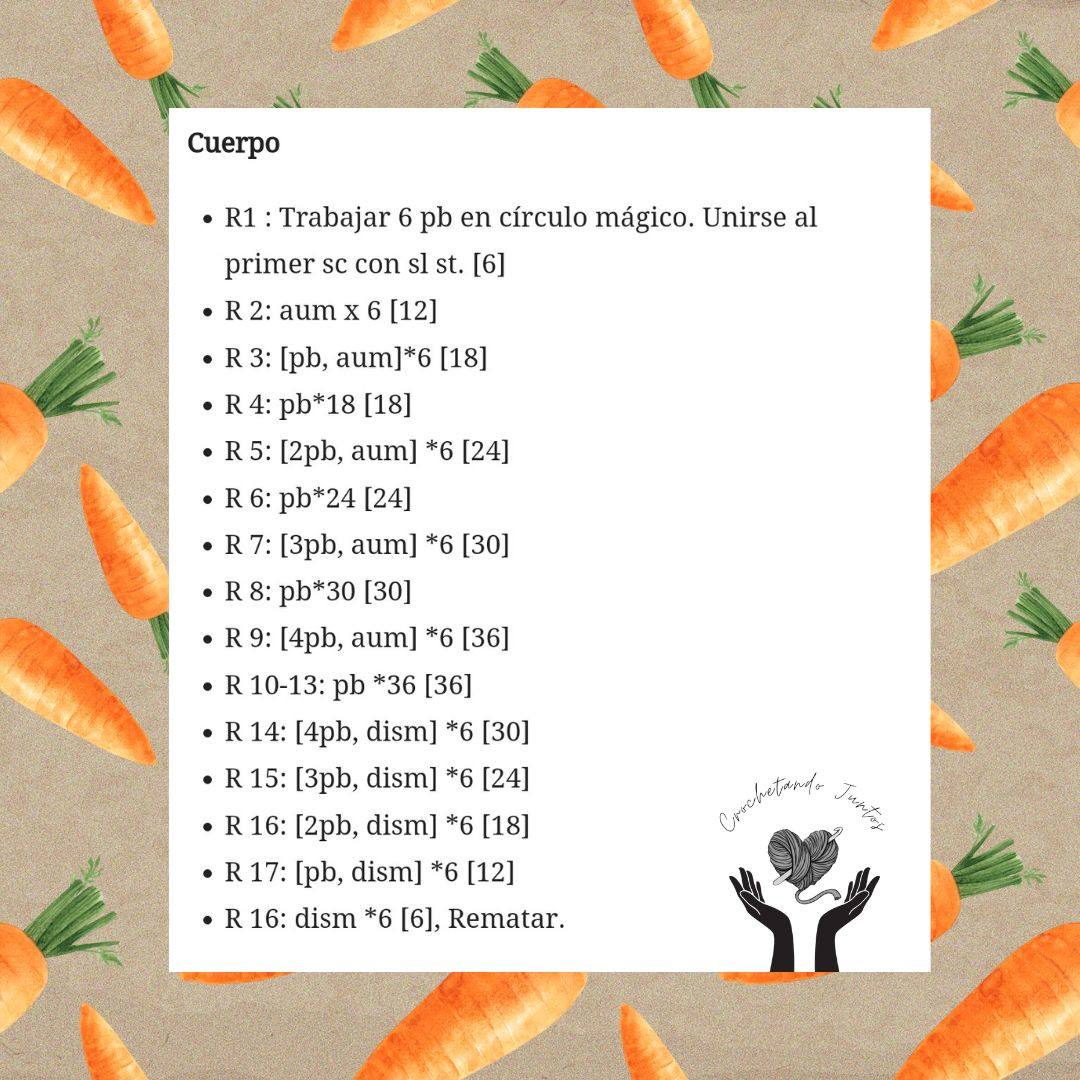 Patrón gratuito de zanahorias de amigurumi para principiantes