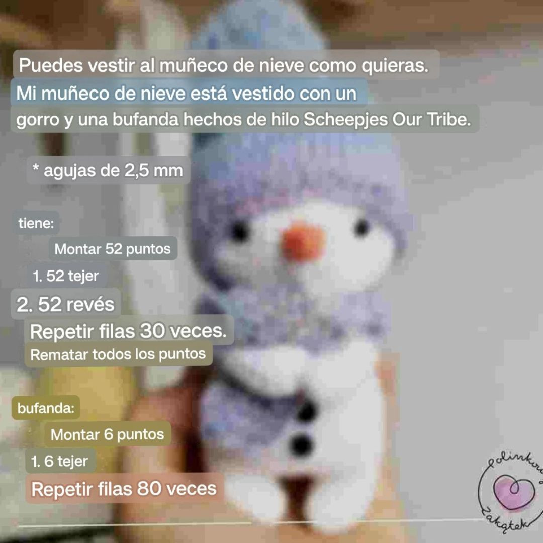 Patrón gratuito para tejer un muñeco de nieve adorable