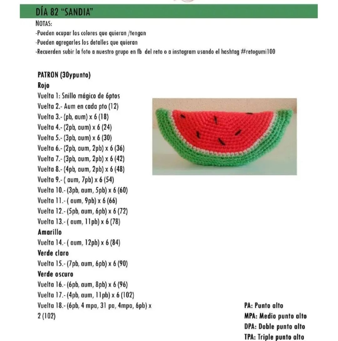 Patrones de amigurumi de sandía para principiantes