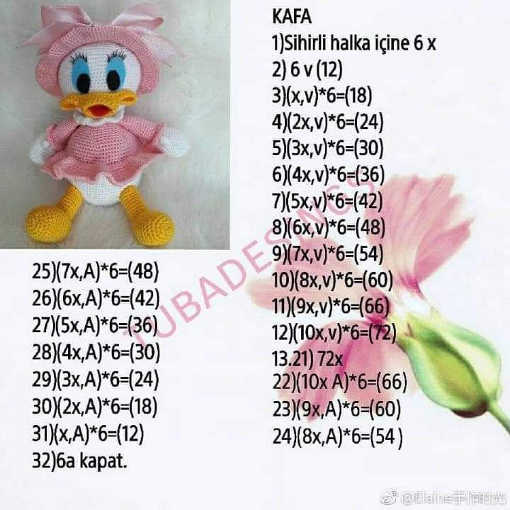 Pembe Elbiseli Ördek Amigurumi Deseni