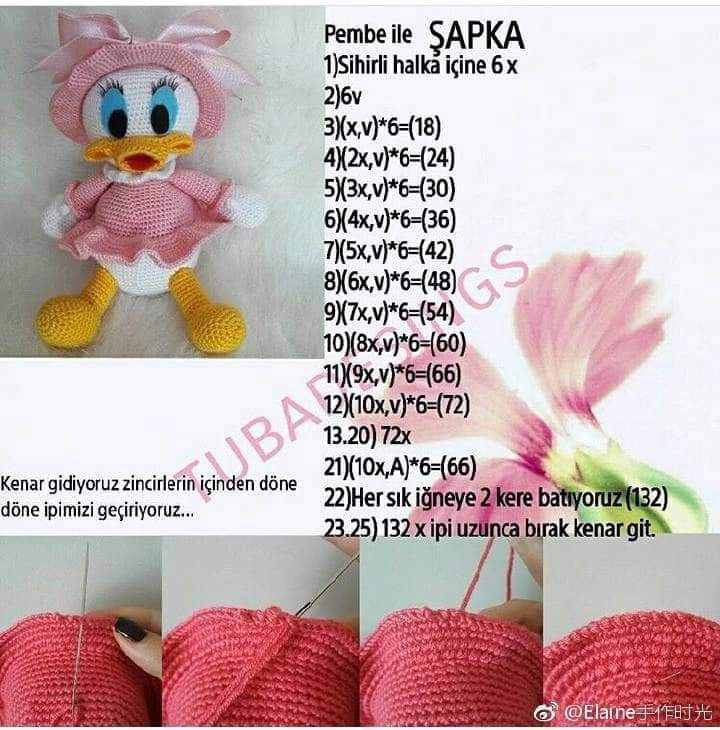 Pembe Elbiseli Ördek Amigurumi Deseni