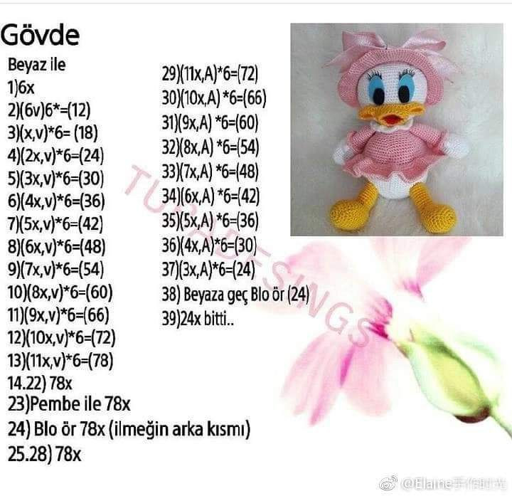 Pembe Elbiseli Ördek Amigurumi Deseni