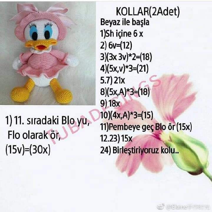 Pembe Elbiseli Ördek Amigurumi Deseni