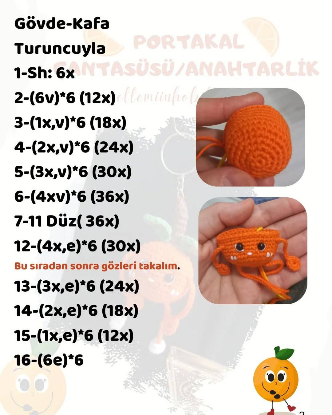 Portakal Şeklinde Anahtarlık veya Çanta Süsü Nasıl Yapılır