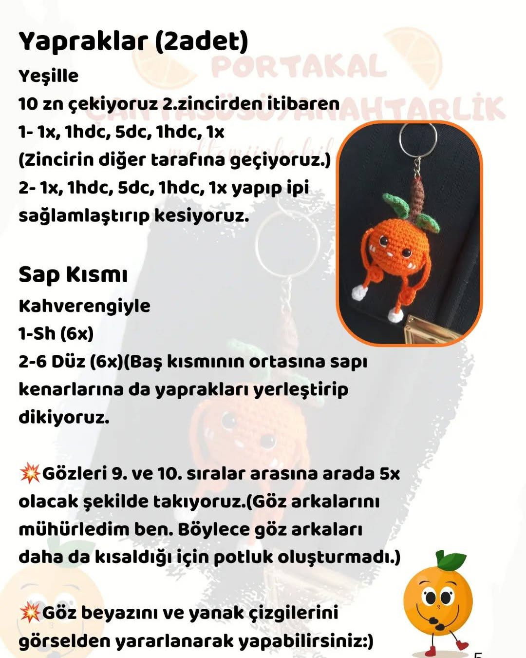 Portakal Şeklinde Anahtarlık veya Çanta Süsü Nasıl Yapılır