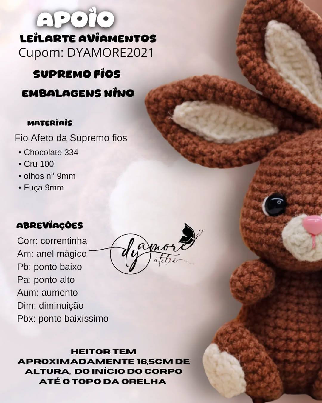 Receita Amigurumi Coelhinho Heitor em Crochê Grátis para Iniciantes
