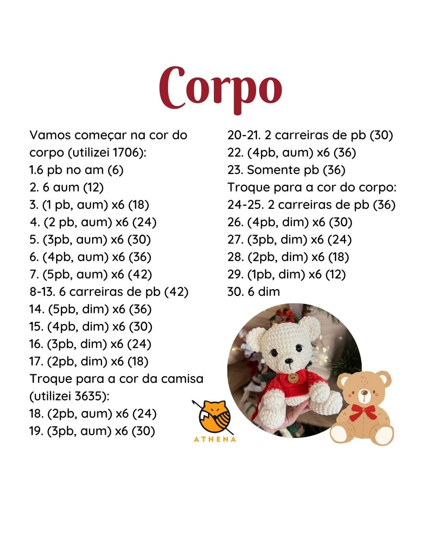 Receita de Crochê: Ursinho de Pelúcia Fofo para Presentear