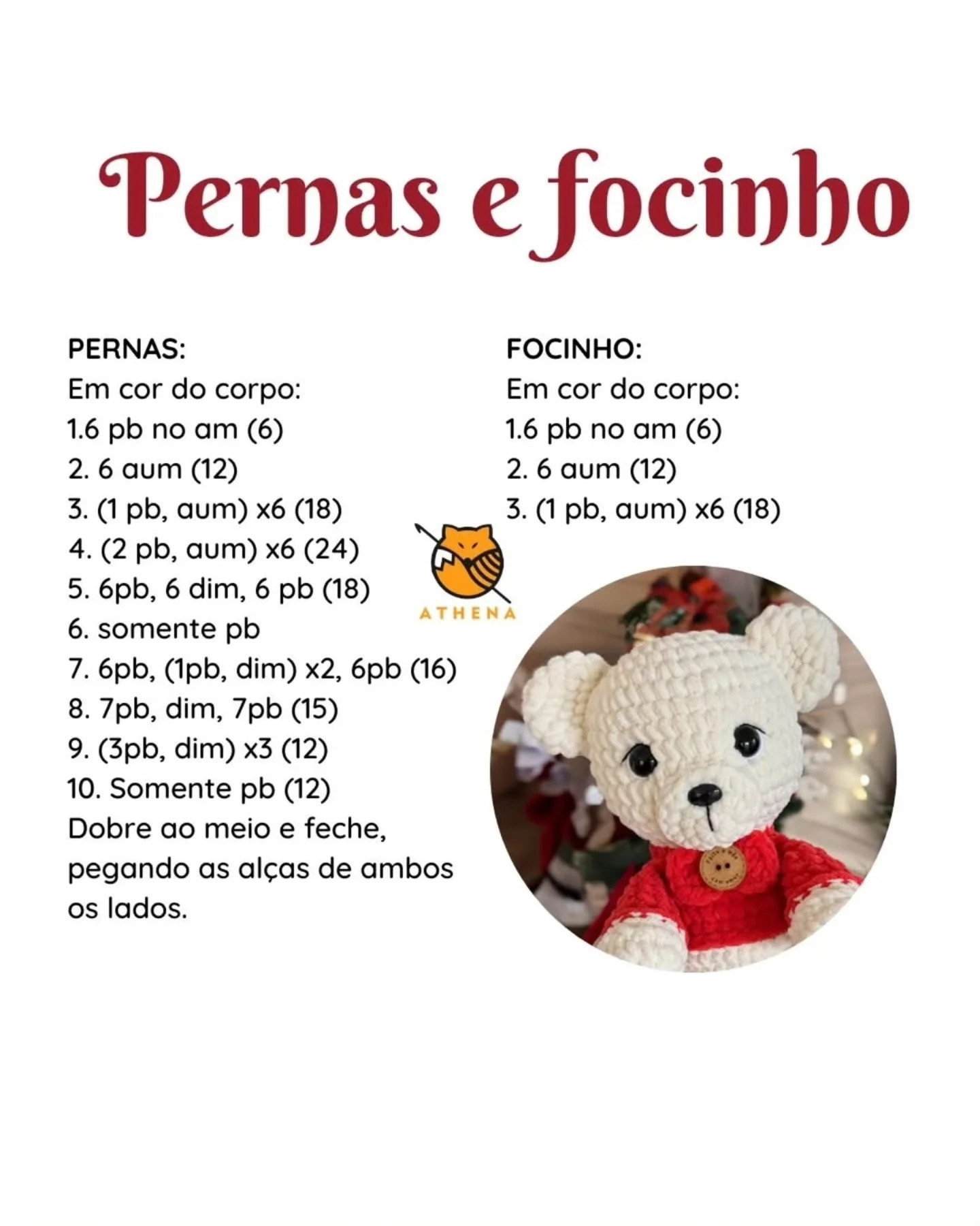 Receita gratuita de ursinho de pelúcia em crochê fofo