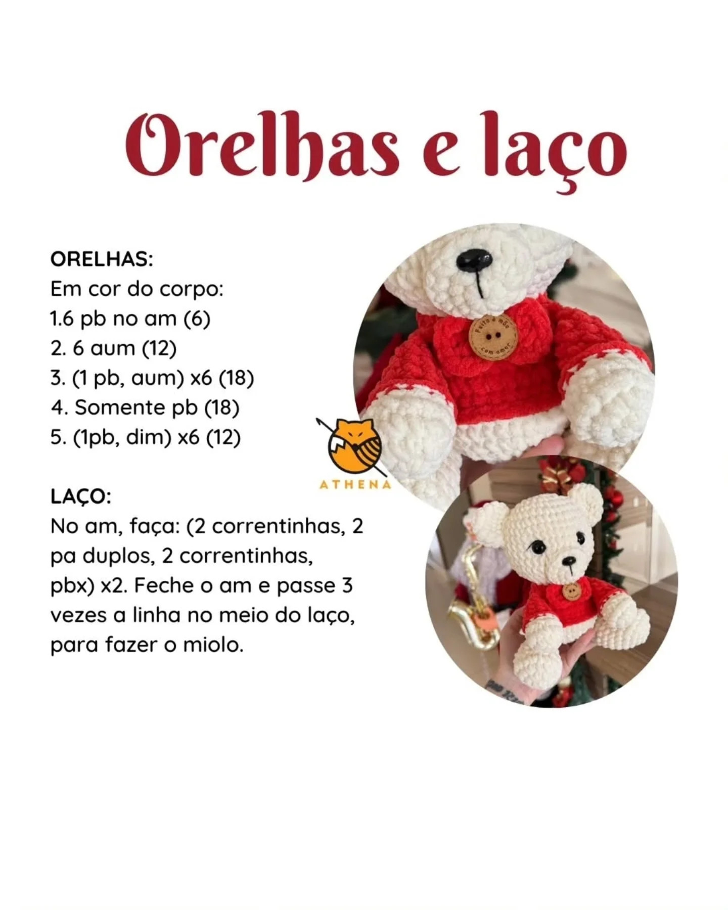 Receita gratuita de ursinho de pelúcia em crochê fofo