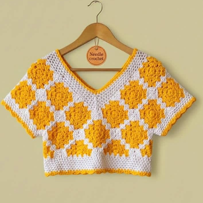 Stylish Blue and White Crochet Crop Top Pattern Tutorial