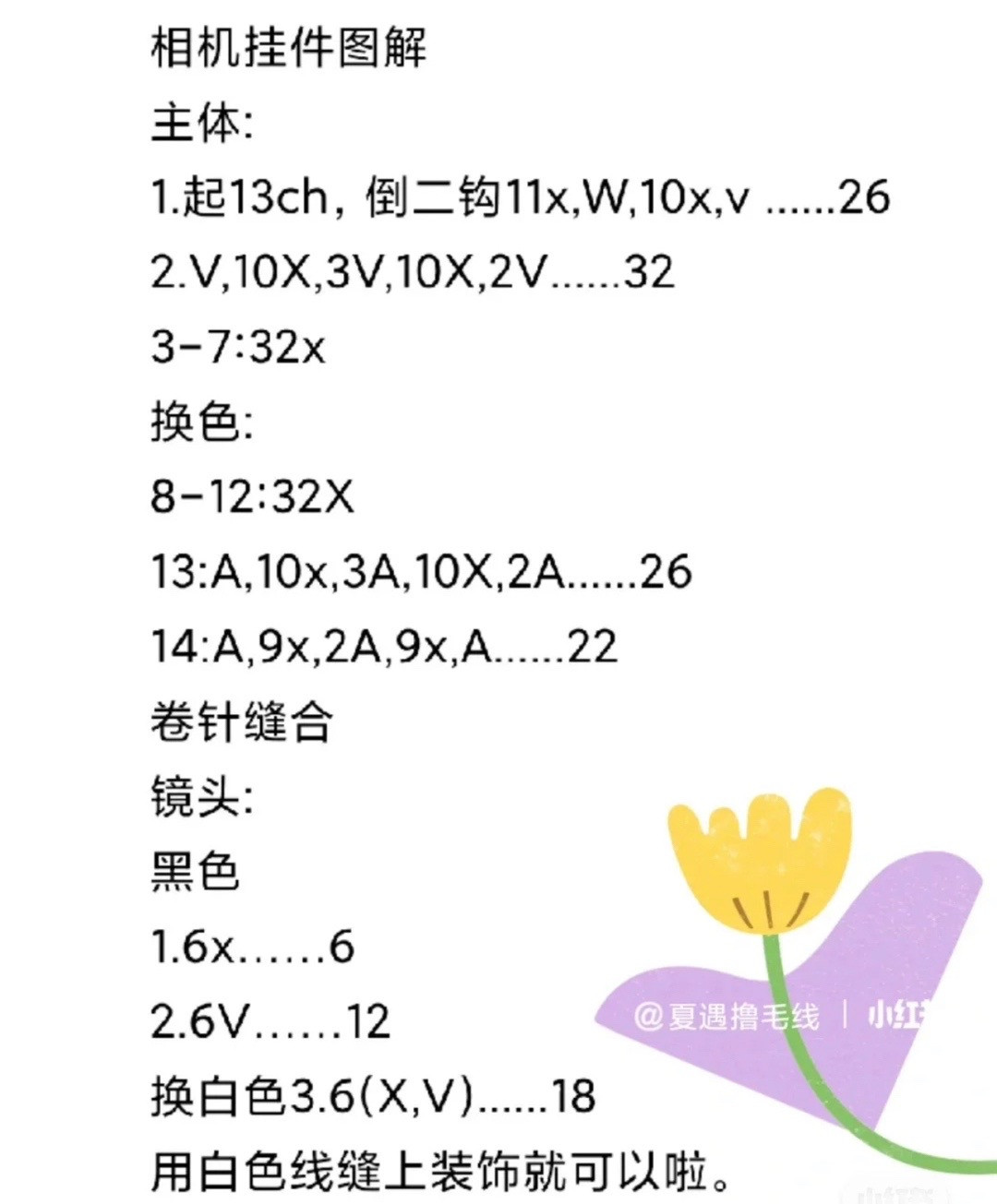 Summer-Themed Crochet Camera Keychain with Star Handle