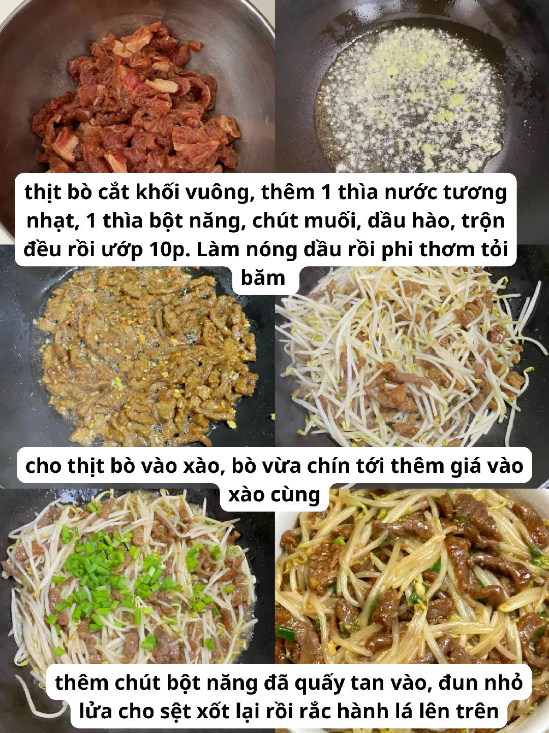 Thịt bò xào giá đỗ thơm ngon hấp dẫn cho bữa cơm gia đình