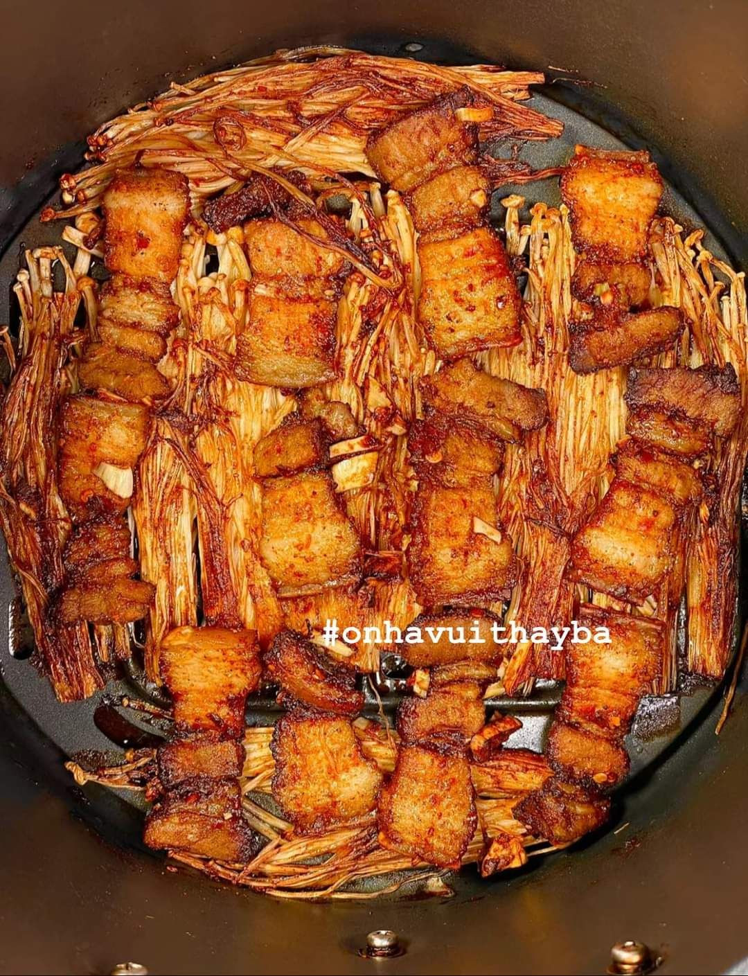 Thịt Heo Nướng Nấm Kim Châm Ngon Tuyệt Vời