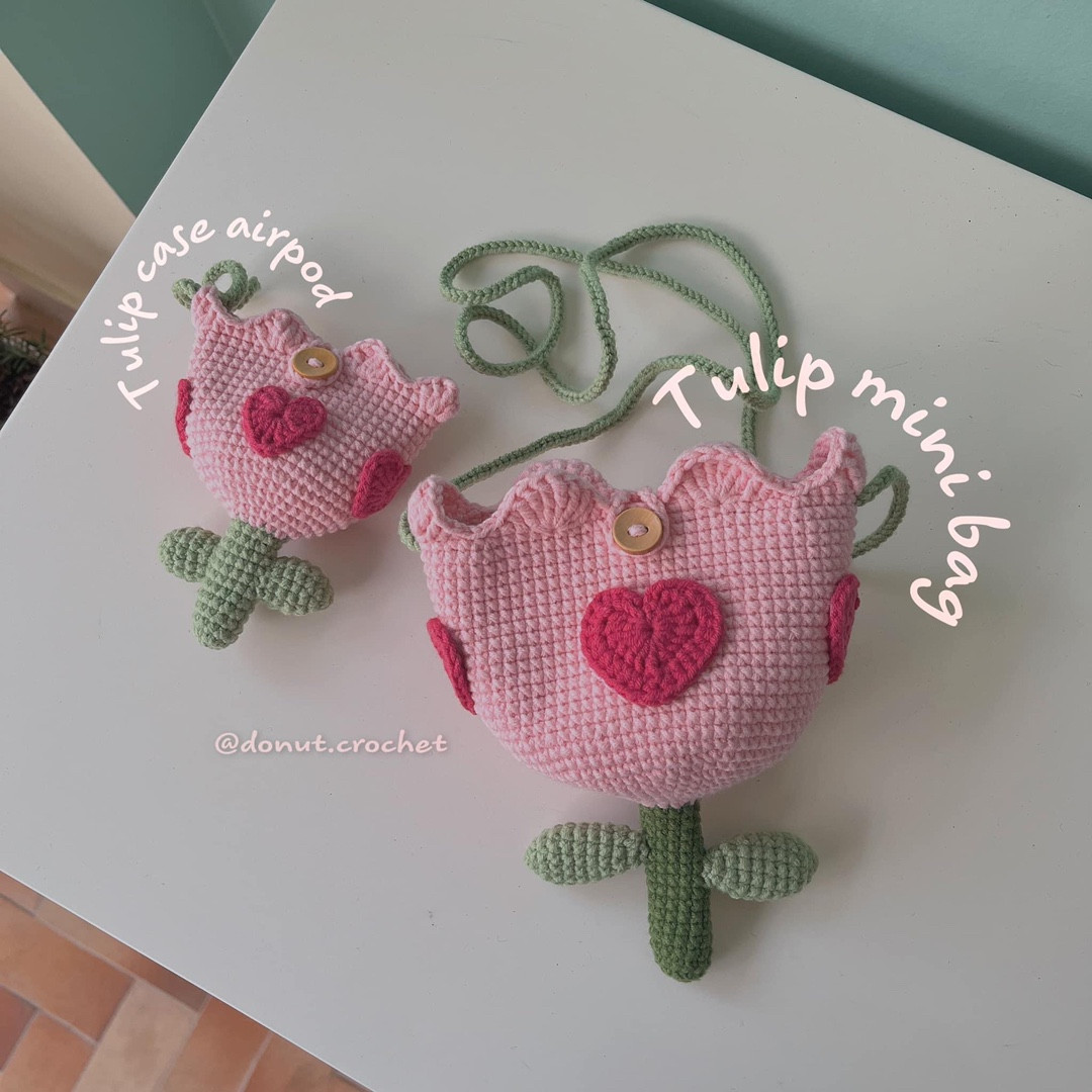 Túi hoa hồng móc len xinh xắn dành cho bạn gái