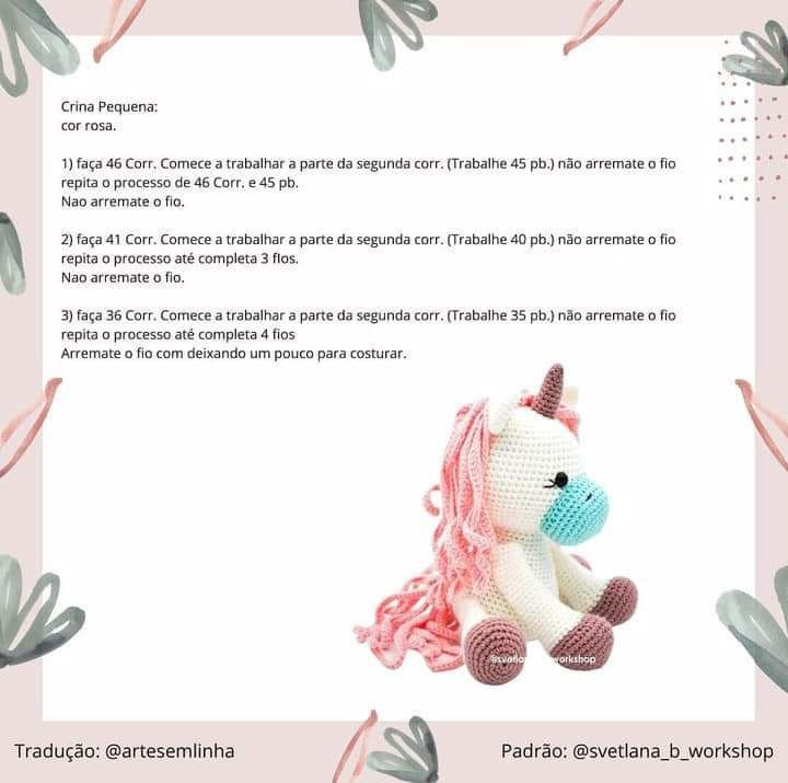 Unicórnio de crochê com donut de urso