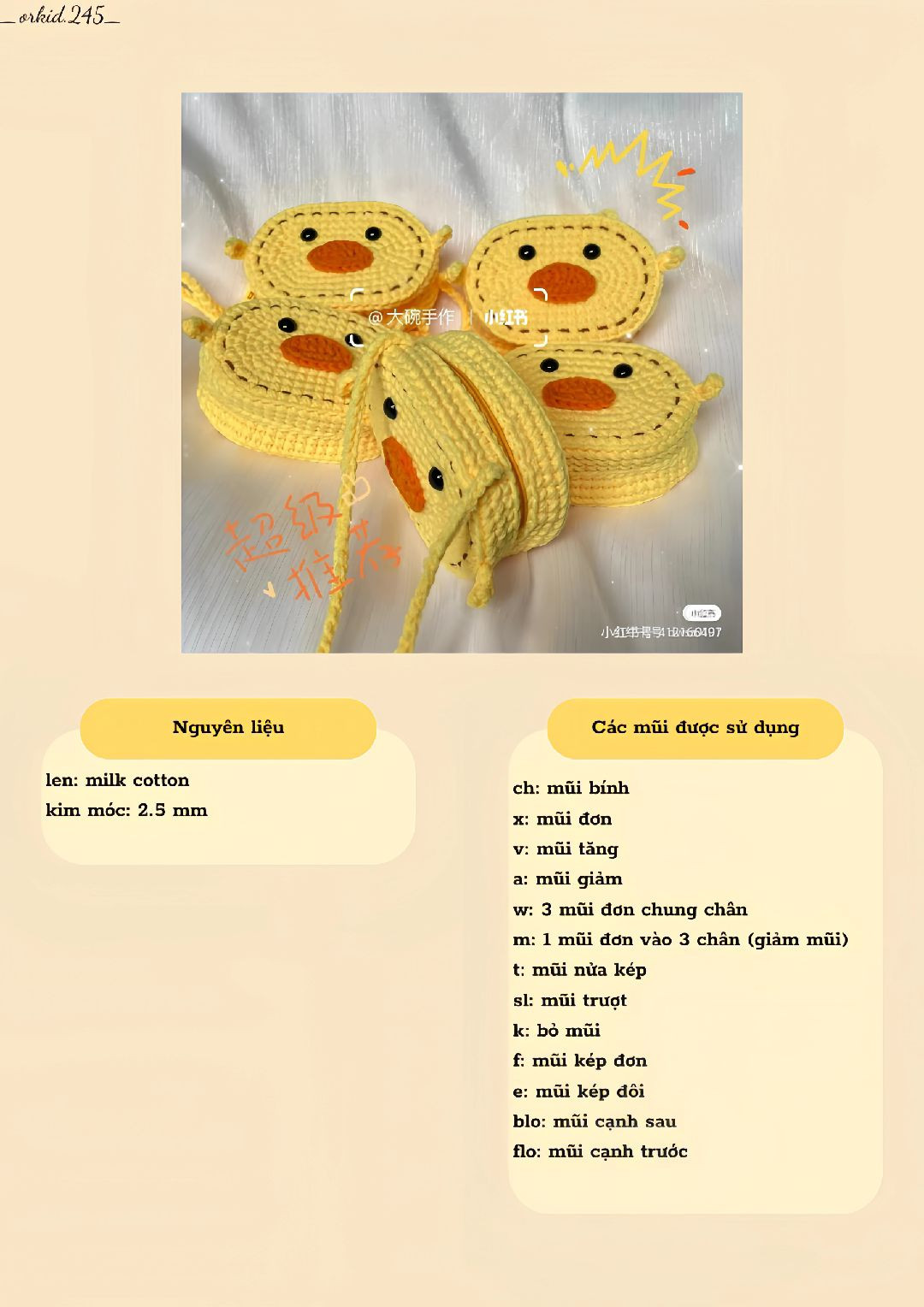 Ví móc len hình chú vịt vàng đáng yêu cho bé yêu nhà bạn