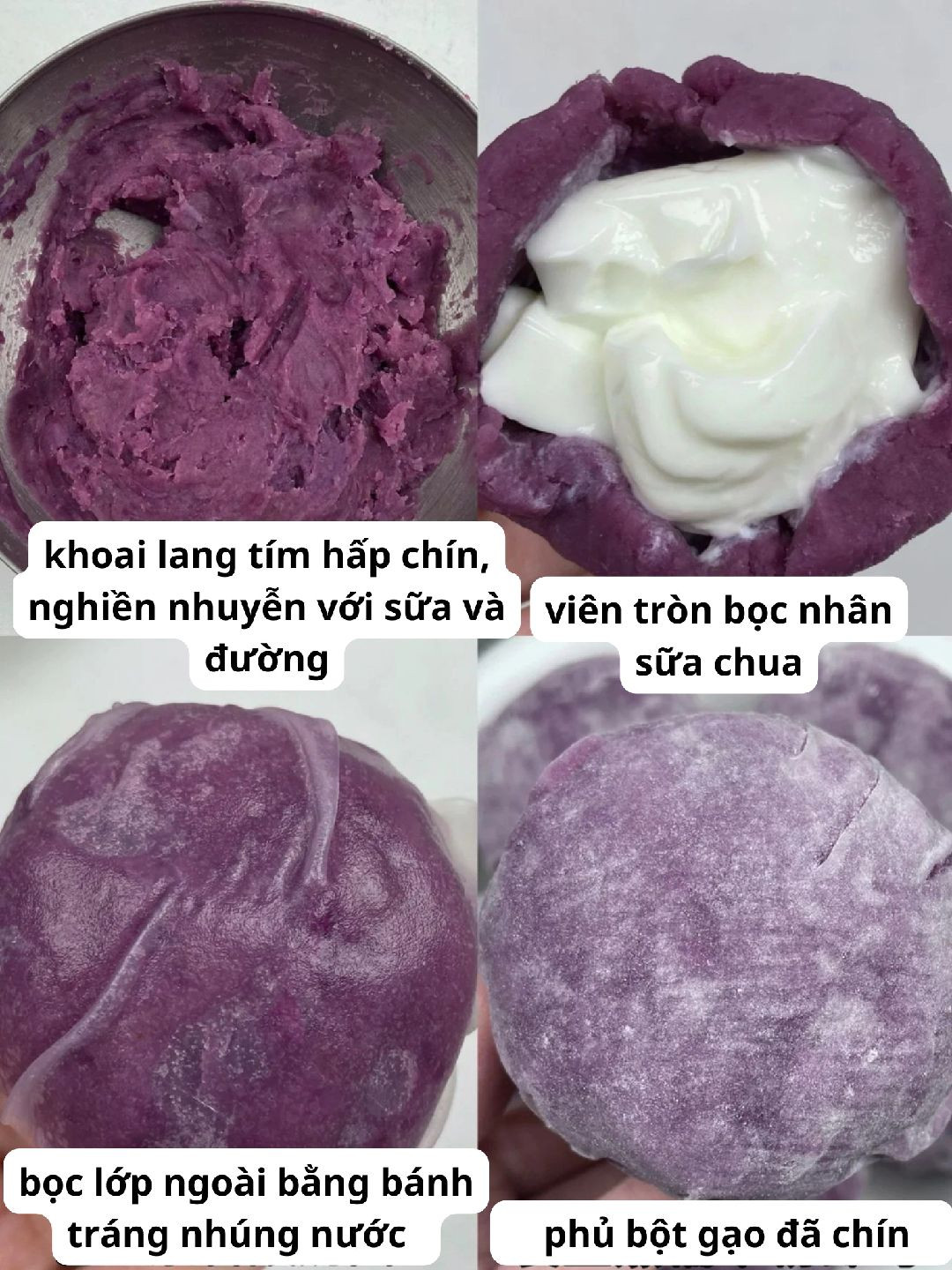 Viên Khoai Lang Tím Nhân Sữa Chua Ngọt Ngào