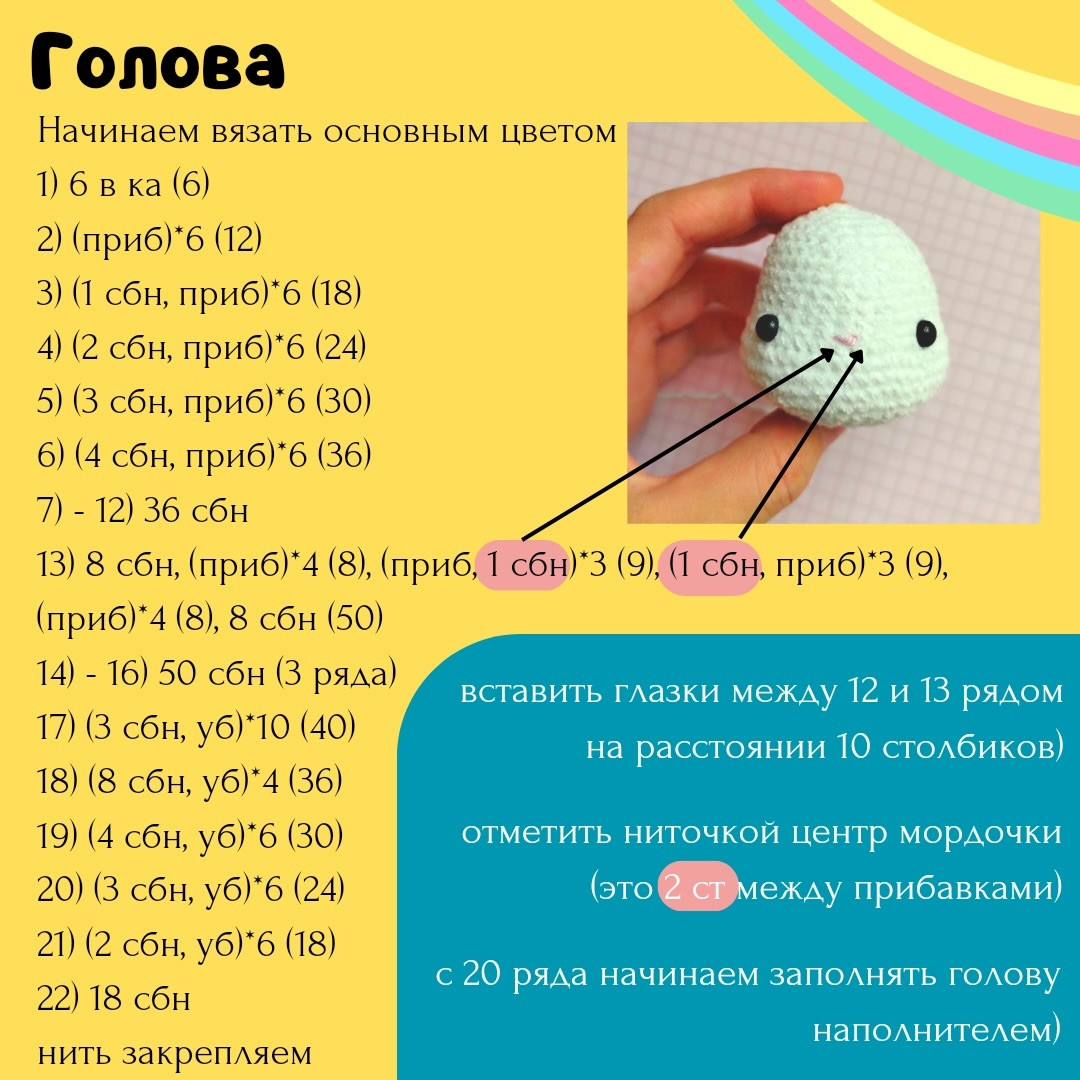 Вязаные единороги с разноцветными гривами: схема амигуруми для начинающих