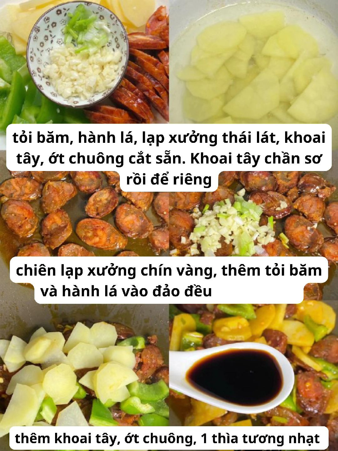 Xúc Xích Khoai Tây Xào Ớt Ngọt Chua Ngọt