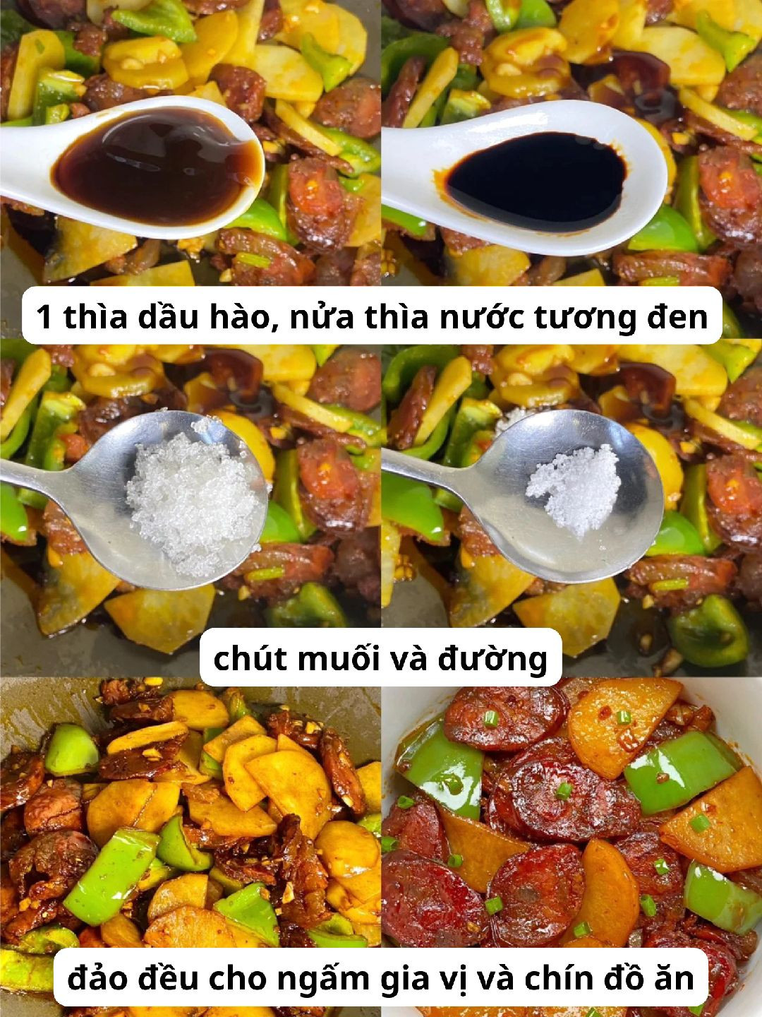 Xúc Xích Khoai Tây Xào Ớt Ngọt Chua Ngọt