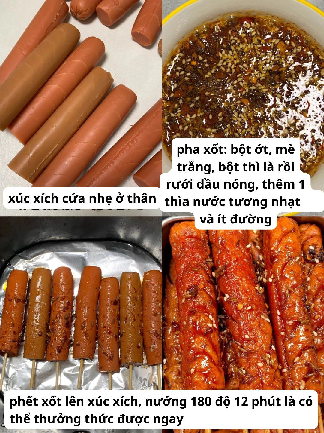 Xúc Xích Nướng Sốt Cay Mè Thơm Lừng