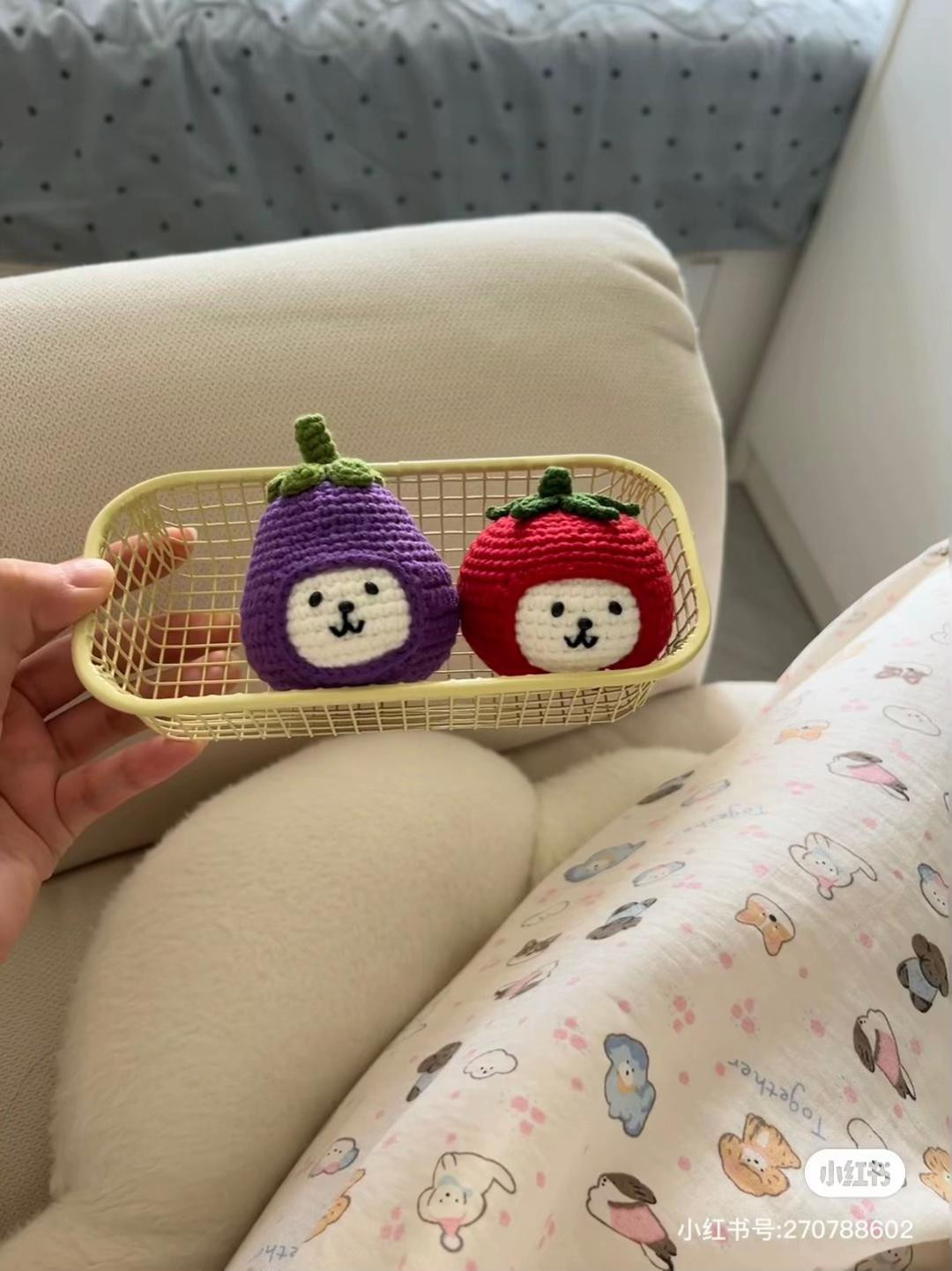 Adorable Amigurumi Trio: Bunny, Carrot, and Eggplant Plushies