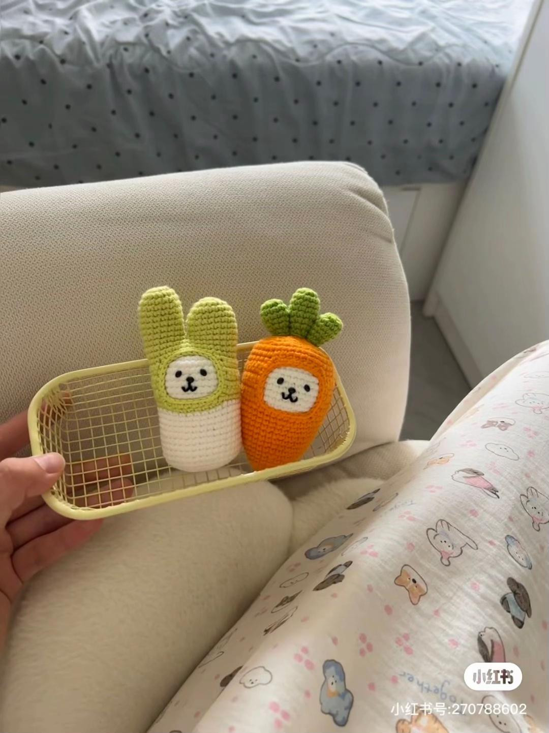 Adorable Amigurumi Trio: Bunny, Carrot, and Eggplant Plushies