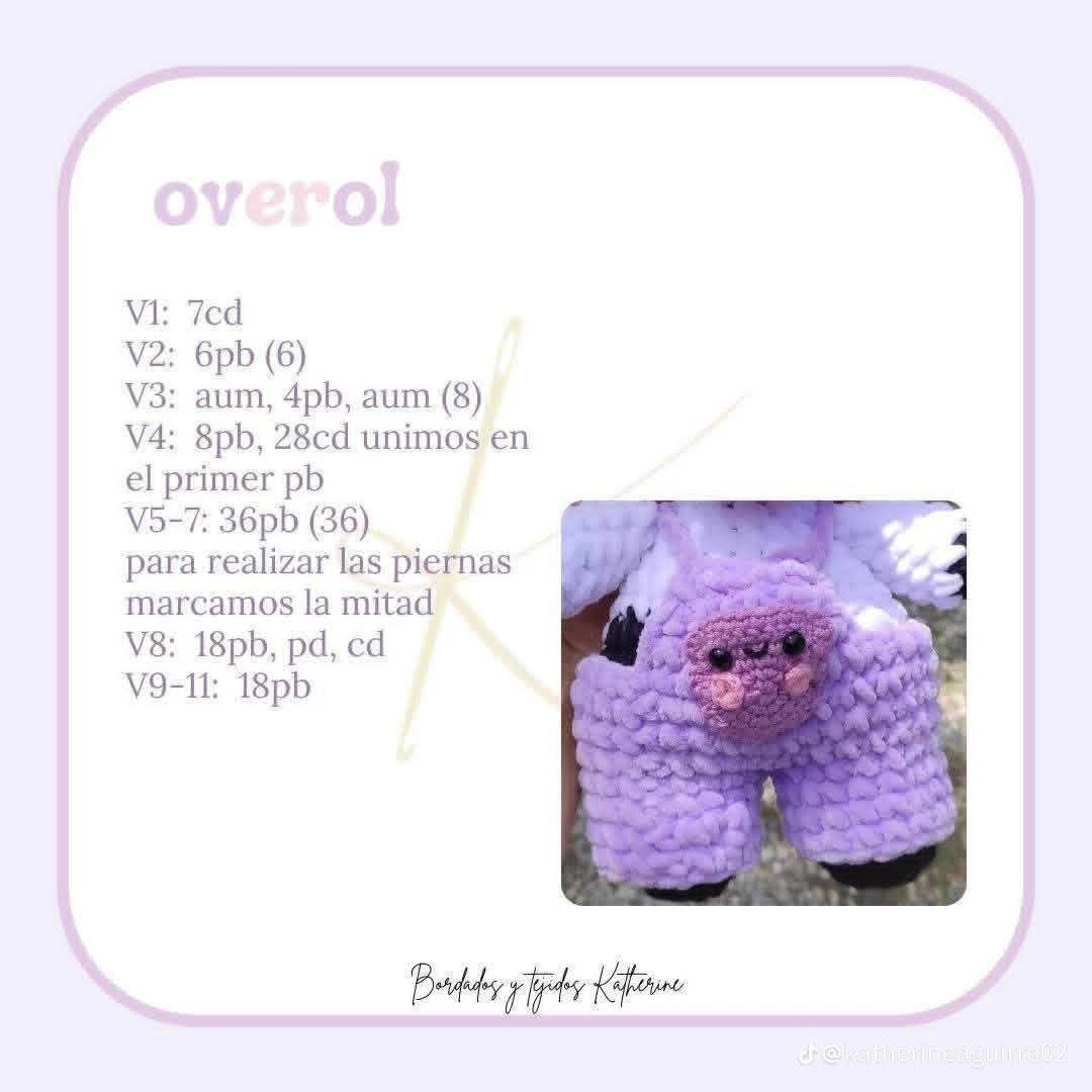 Adorable Crochet Cow in Purple Overalls Pattern
