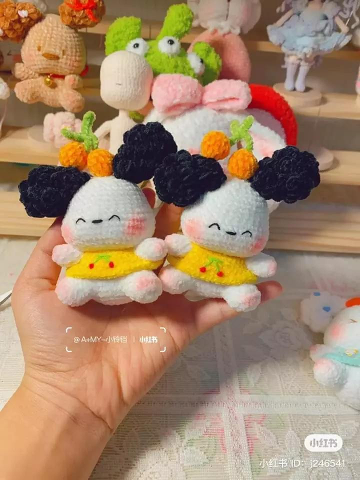 Adorable Crochet Keychains with Colorful Hair Design