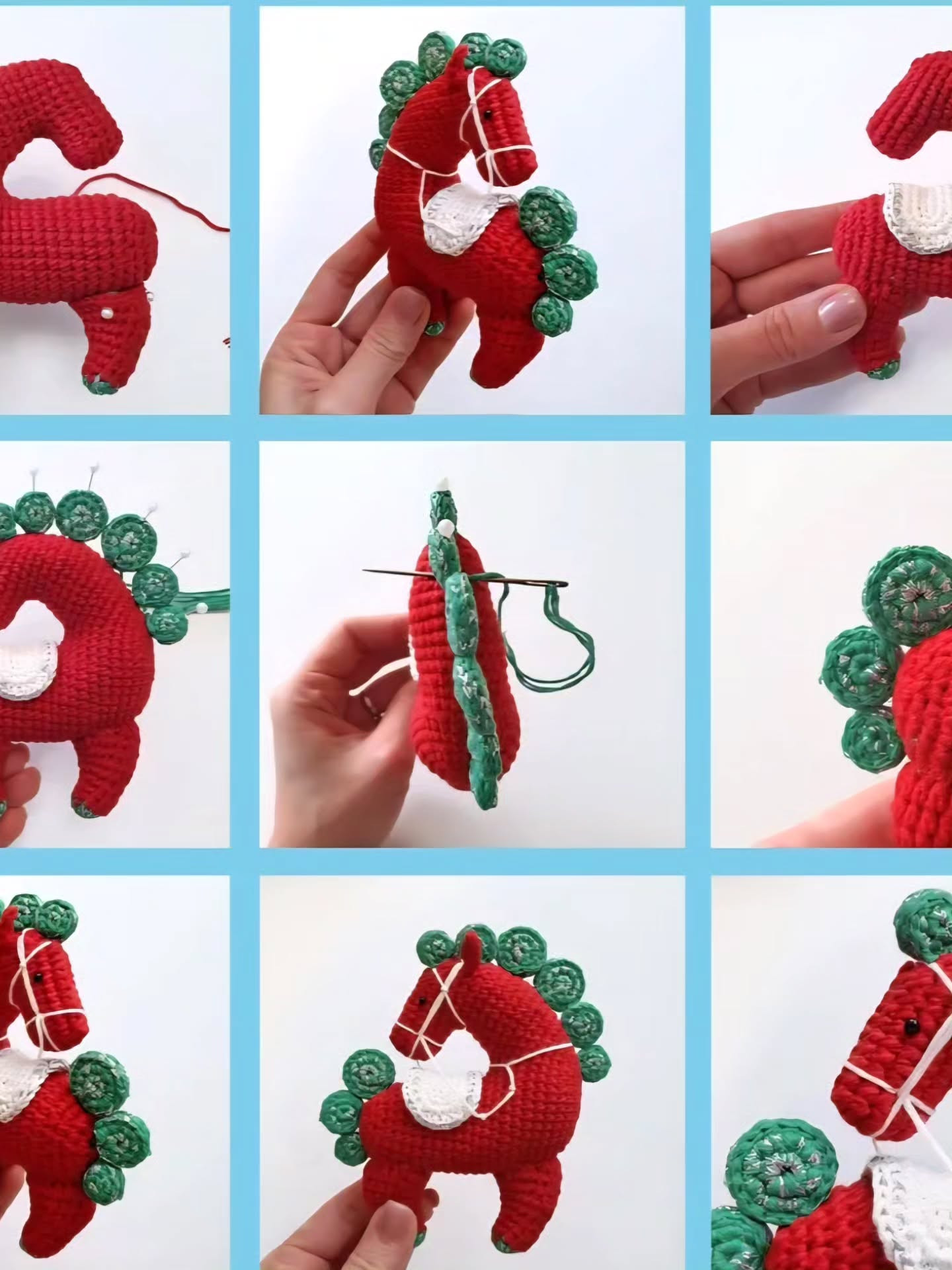 اسب قلاب‌بافی رنگارنگ با جزئیات زیبا