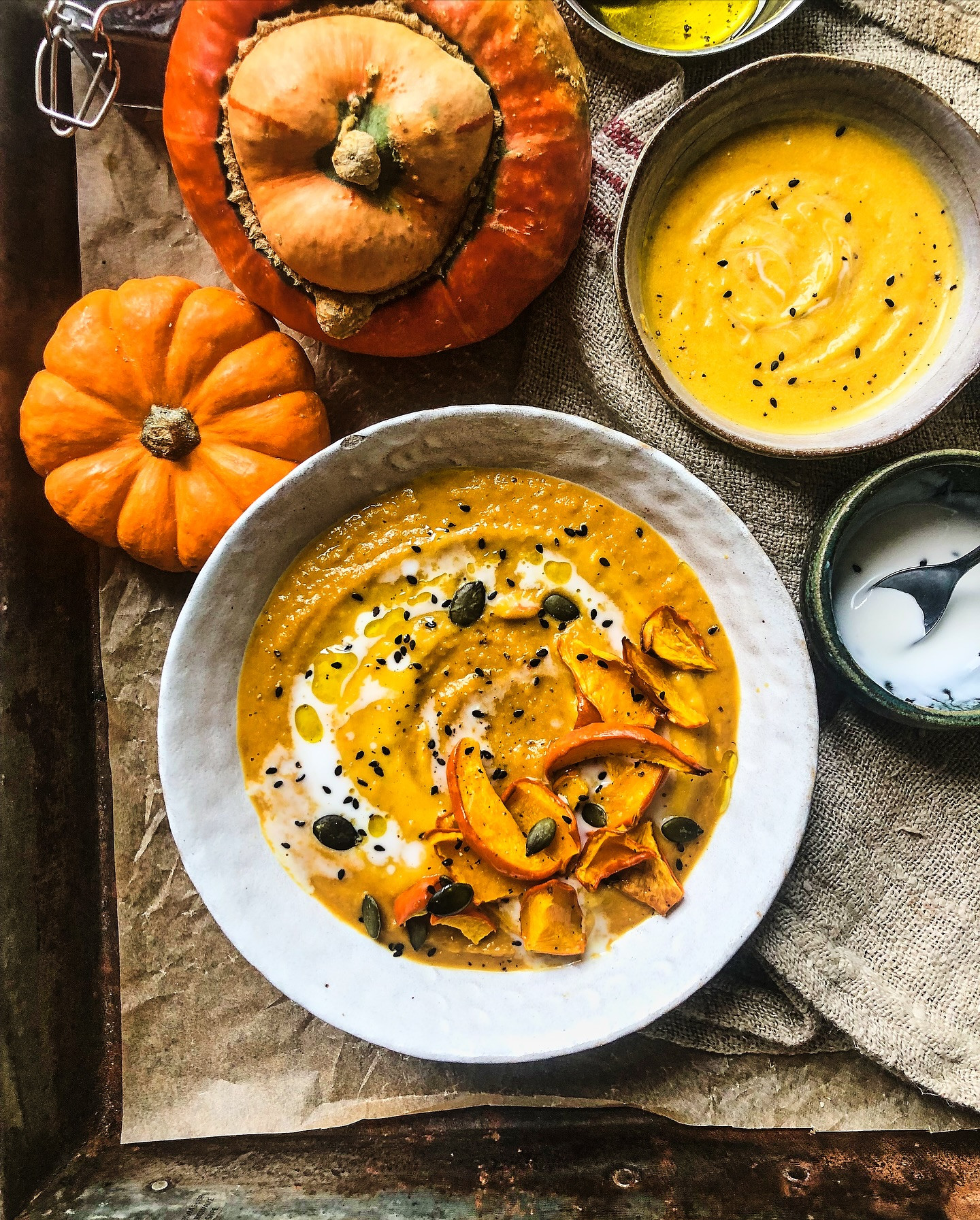 Autumn Harvest Spiced Pumpkin Soup with Creamy Swirl