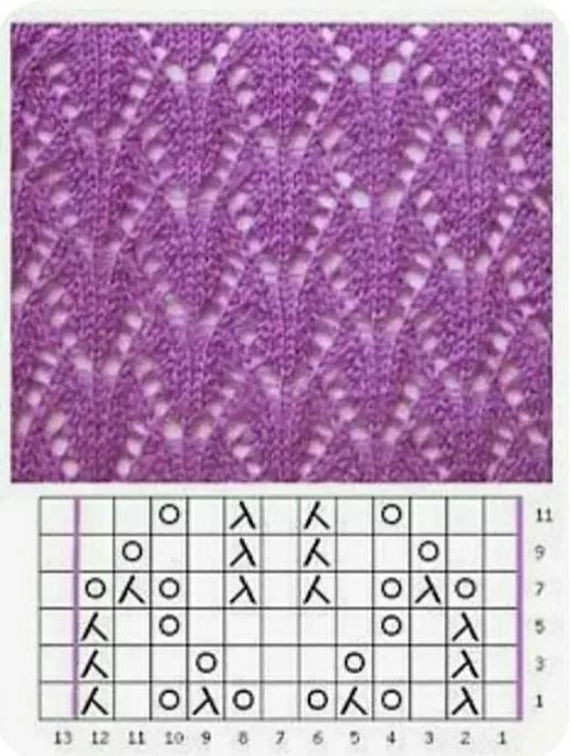 Ажурный узор с ромбами и листьями