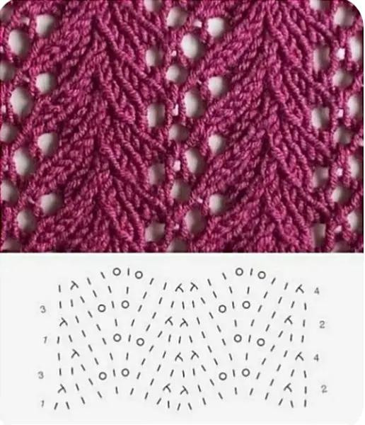 Ажурный узор с ромбами и листьями