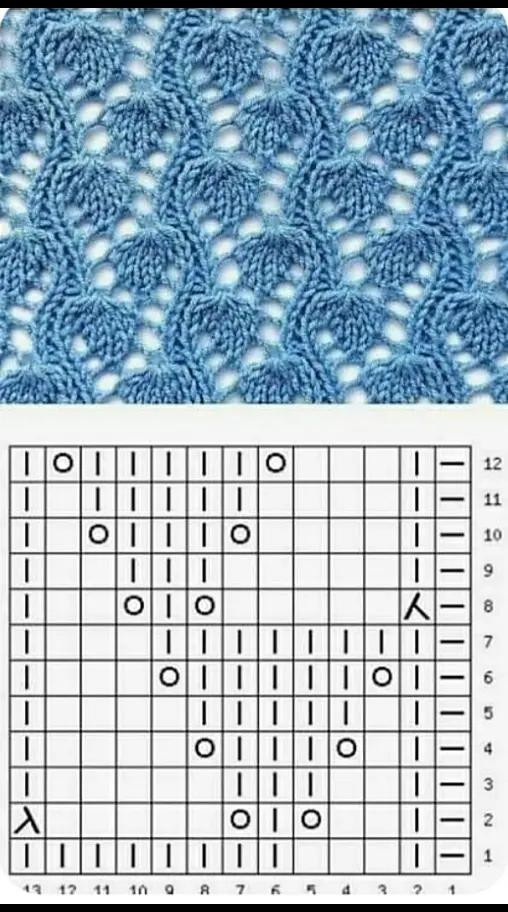 Ажурный узор с ромбами и листьями