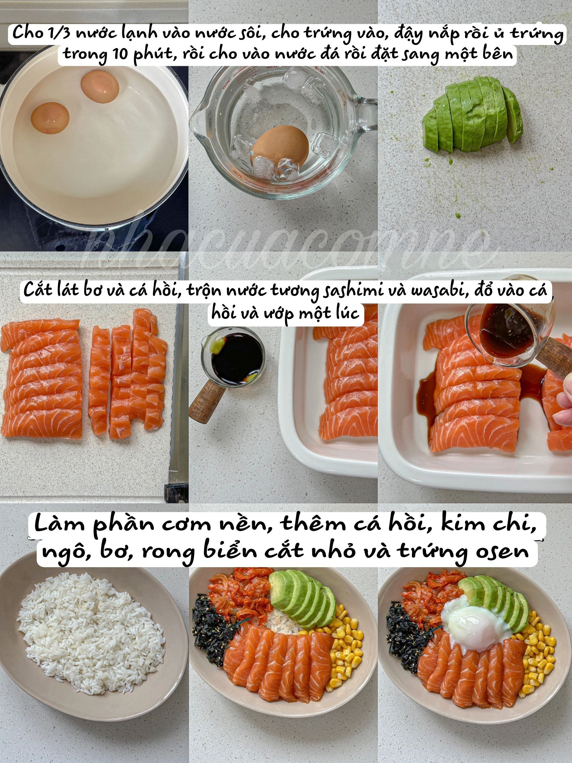 Bát Cơm Cá Hồi Kim Chi Bơ Ngô Rong Biển Hòa Quyện