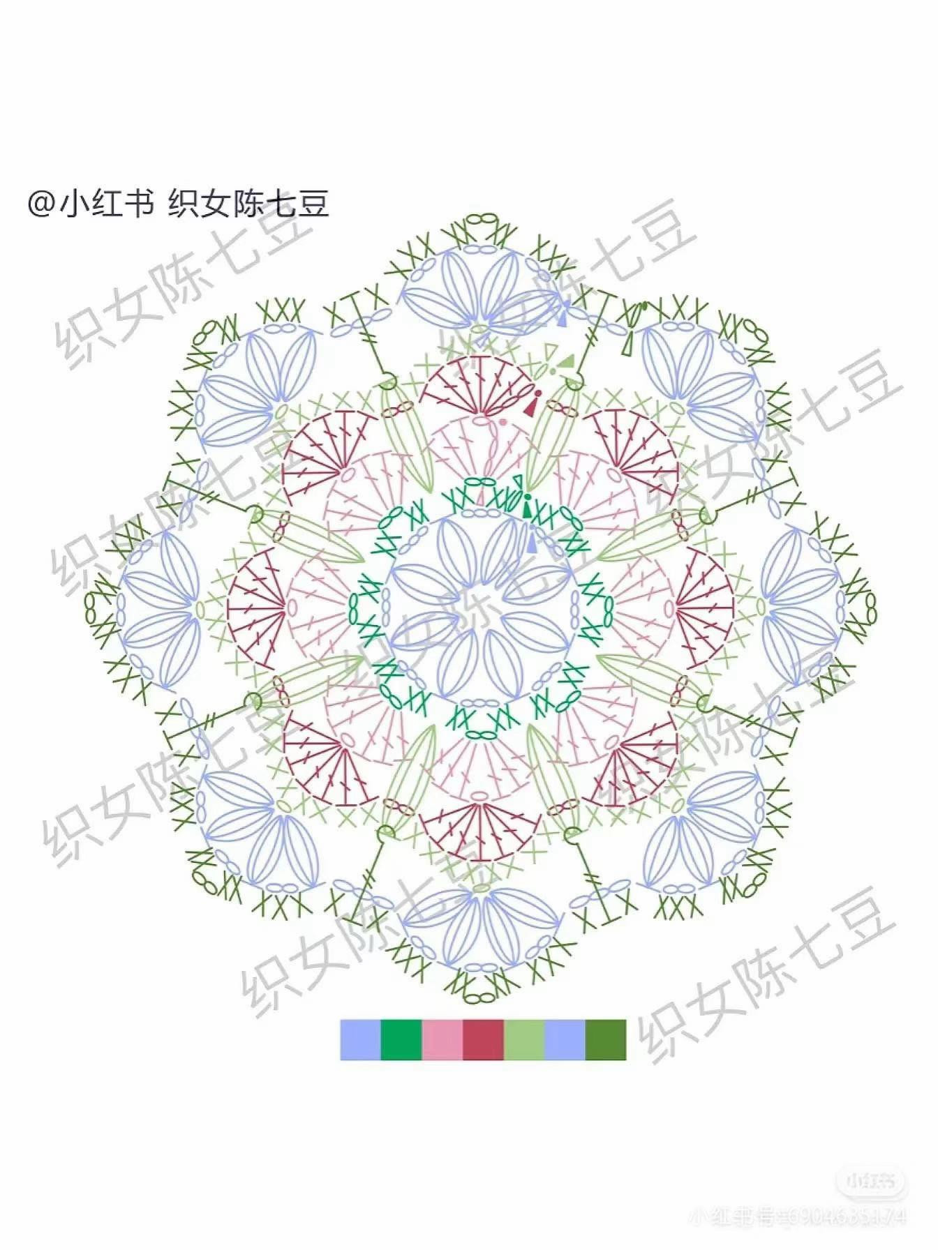 Beautiful Crochet Flower Square with Soft Pastel Yarn Colors