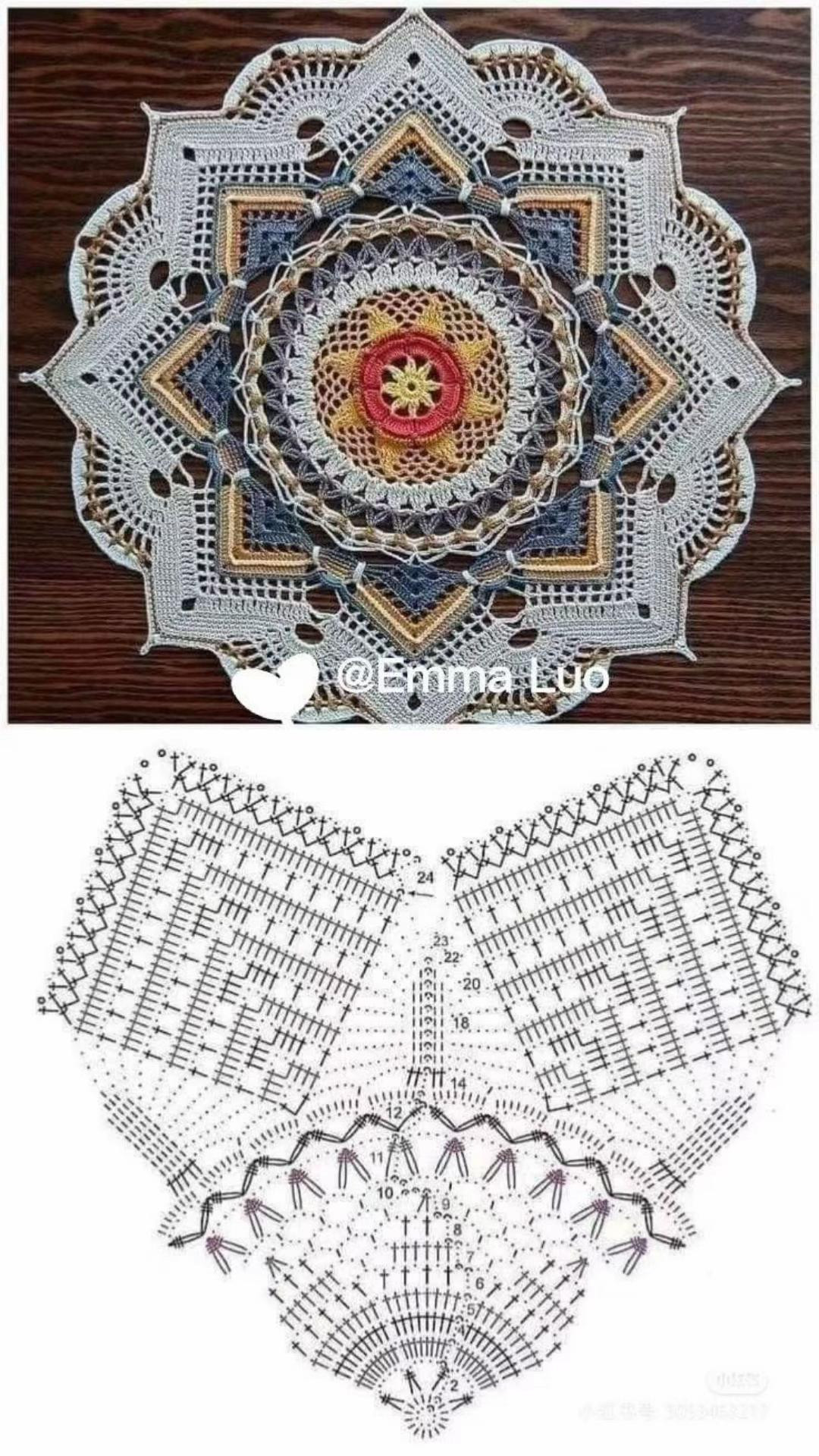 Beautiful Crochet Flower Square with Soft Pastel Yarn Colors