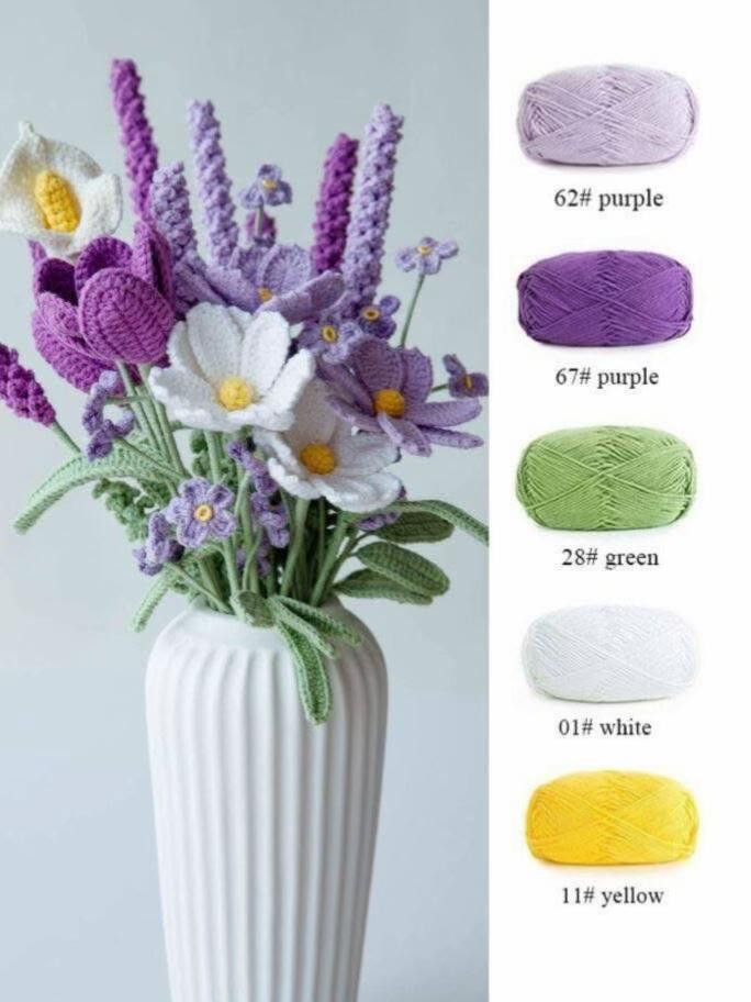 Bó hoa móc len rực rỡ với sắc cam vàng và trắng