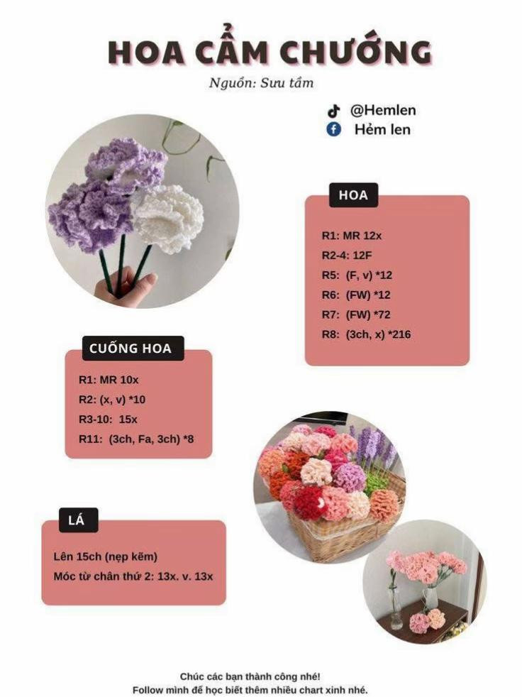 Bó hoa móc len rực rỡ với sắc cam vàng và trắng