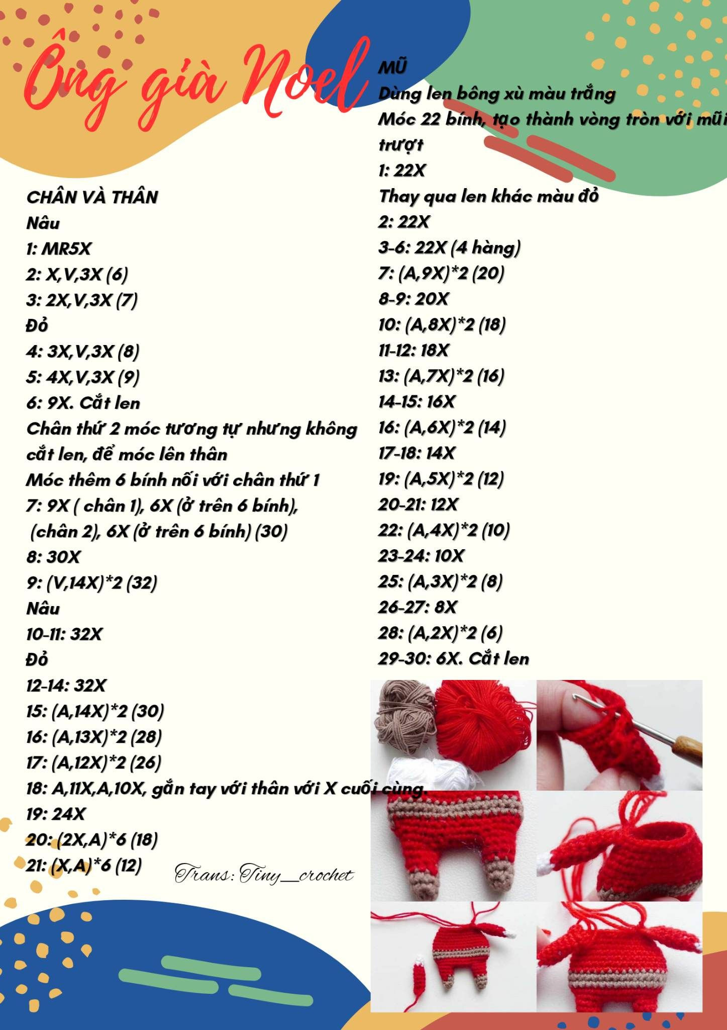 Búp bê móc len Ông già Noel dễ thương cho mùa Giáng Sinh