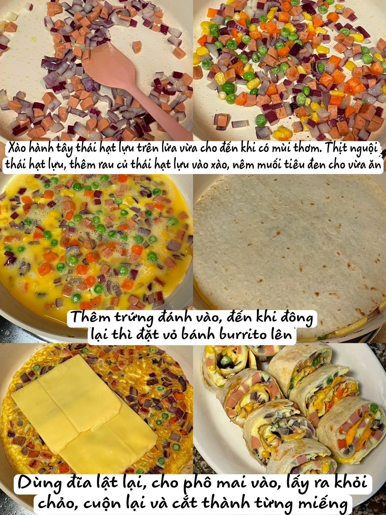 Burrito Trứng Phô Mai Rau Củ - Bữa Sáng Đầy Năng Lượng