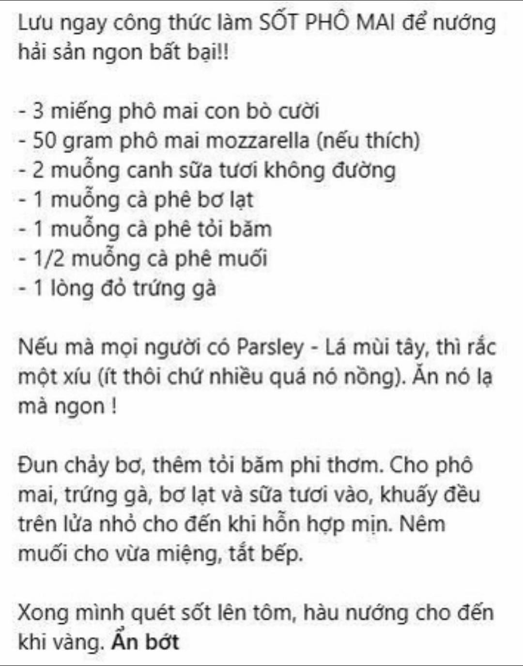 Cách làm sốt phomai
